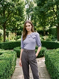 Double Bow Puff Sleeve Sweater
