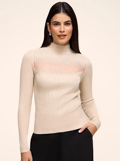 Chandail côtelé à col montant