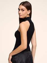 Sleeveless Sweater With Cascading Rhinestones