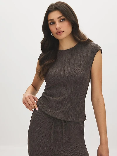 Haut texturé asymétrique à manches dolman