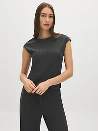 Textured Dolman Sleeve Asymmetrical Top