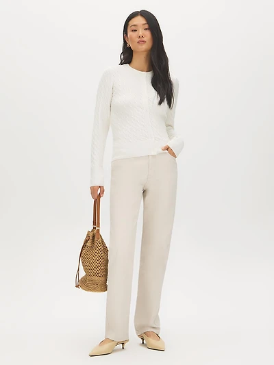 Cardigan en tricot torsadé boutonné sur le devant