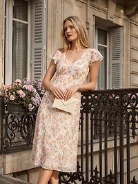 Floral Print Chiffon Midi Dress
