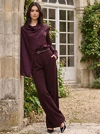 Satin-Like Scarf Neck Blouse