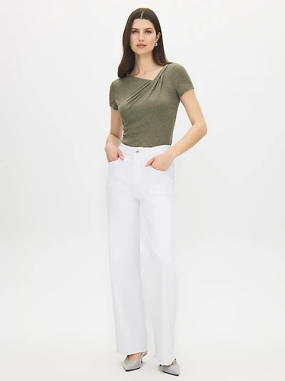 Haut chiné à encolure asymétrique