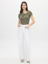 Haut chiné à encolure asymétrique