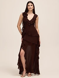 Tiered Chiffon Ruffle Gown