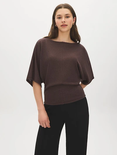 Butterfly Sleeve Boat Neck Top