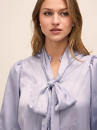 Floral Blouse With Neck Tie