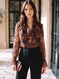 Blouse à volants et imprimé cachemire