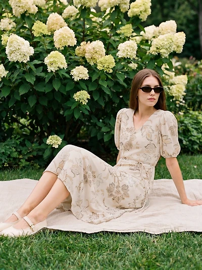 Floral Chiffon Midi Dress