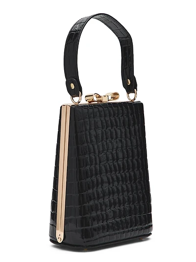 Faux Leather Crocodile Minaudiere