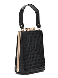 Faux Leather Crocodile Minaudiere