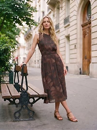 Robe en maille à imprimé floral avec ceinture