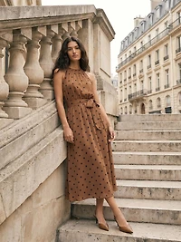 Polka Dot Halter Midi Dress