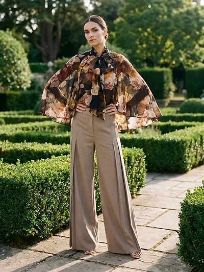 Floral Top With Cape