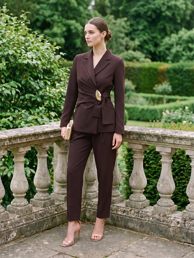 Pantalon plissé à jambe étroite longueur cheville