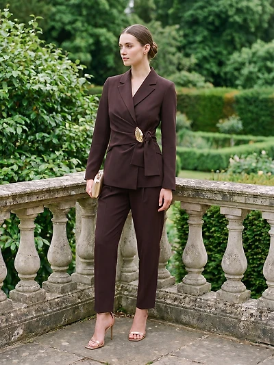 Pantalon plissé à jambe étroite longueur cheville