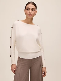 Button Detail Dolman Sleeve Sweater