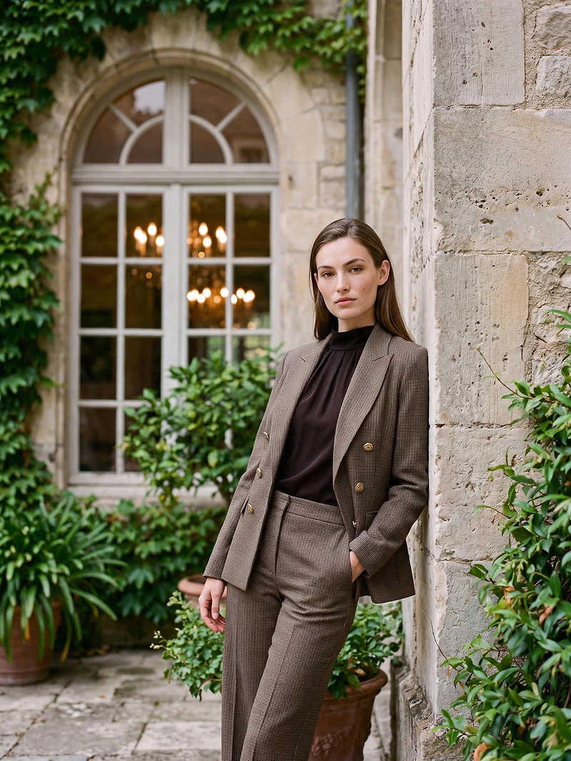 Blazer croisé à motif carreaux