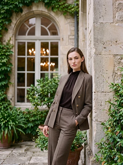 Blazer croisé à motif carreaux