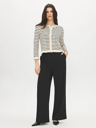 Ruffle Detail Striped Cardigan