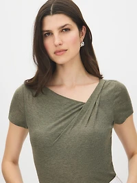 Asymmetrical Neck Melange Top