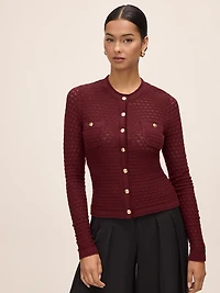 Pointelle Gold Button Cardigan