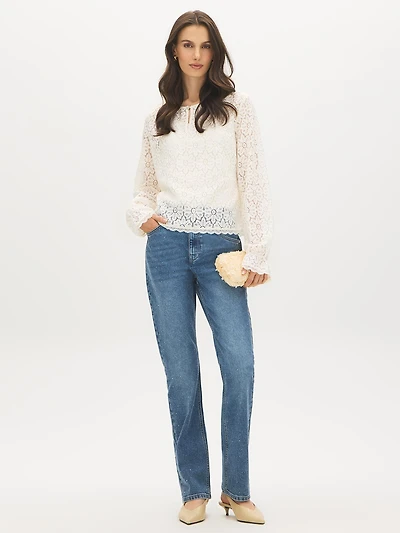 Rhinestone Straight Leg Jeans