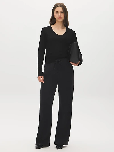 Brushed Tencel Straight Leg Pants