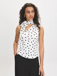 Polka Dot One-Shoulder Scarf Top