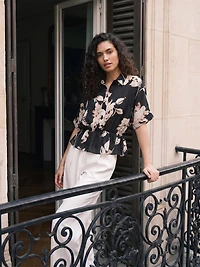 Floral Dolman Sleeve Peplum Blouse