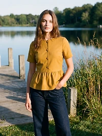 Peplum Button-Front Top