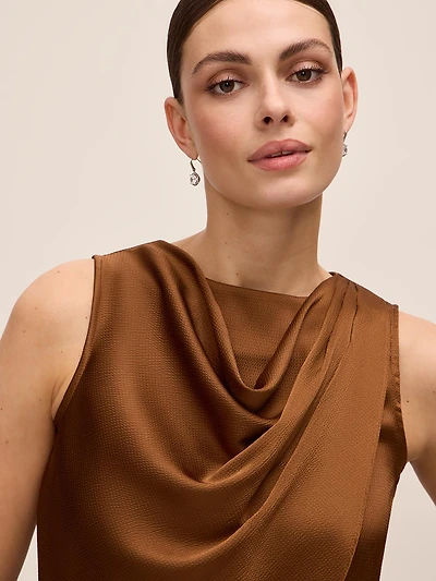 Draped Cowl Shell Top