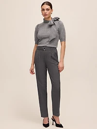 Belted Slim-Leg Cropped Pants