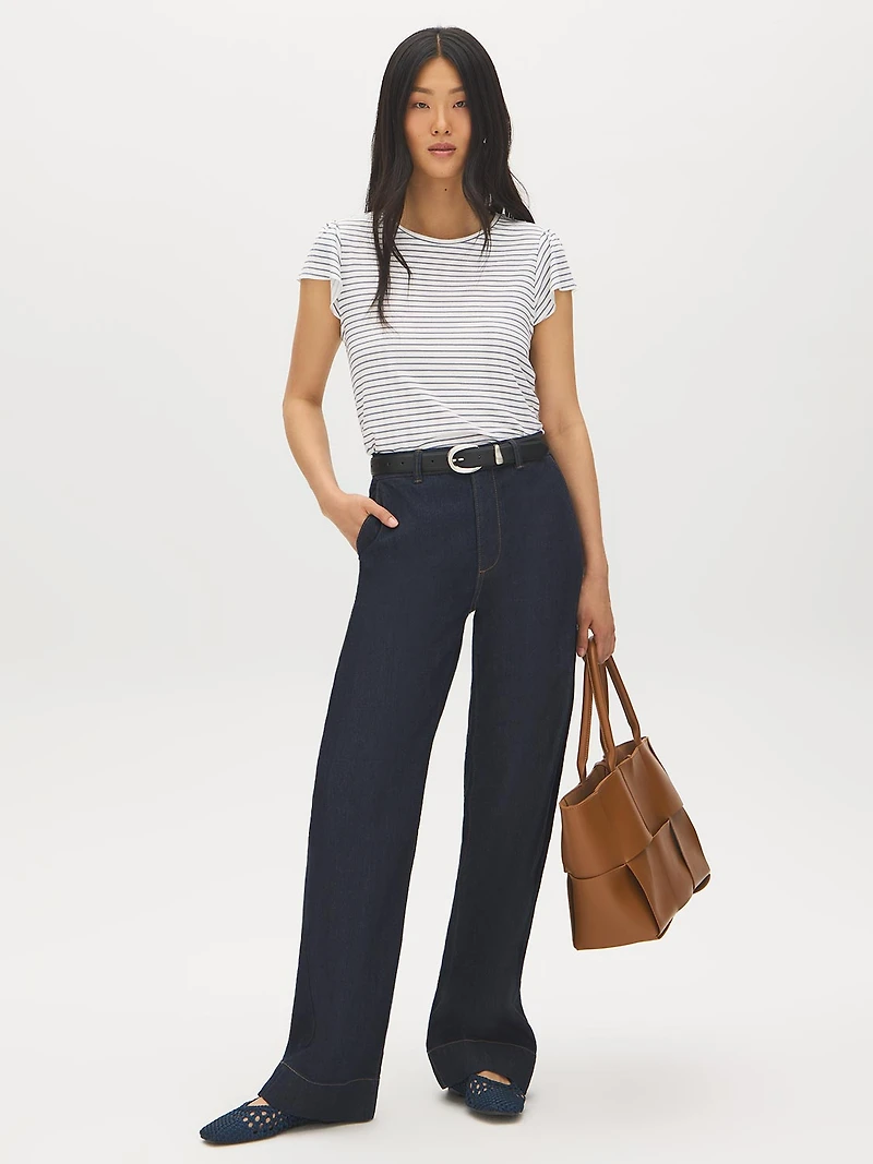 Striped Ruffle Sleeve Top