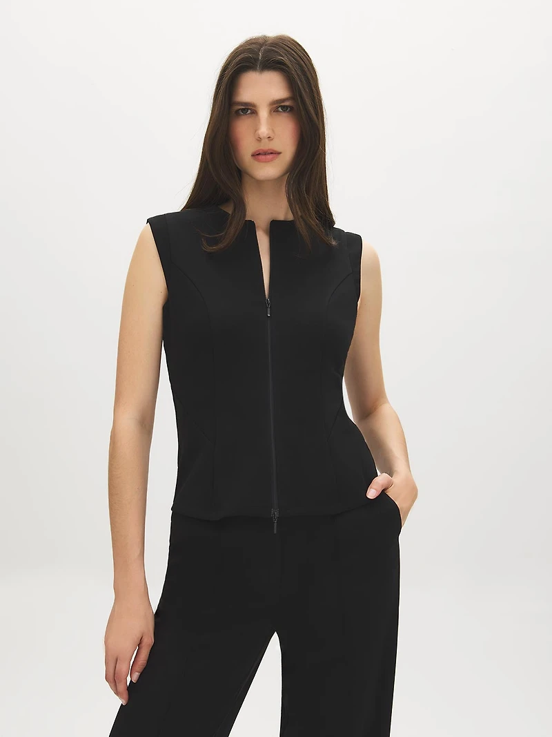 Sleeveless Zip-Front Vest Top