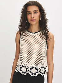 Camisole en crochet à bordure florale
