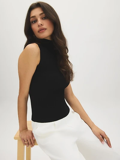 Sleeveless Funnel Neck Sweater