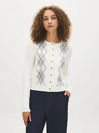 Argyle Crew Neck Cardigan