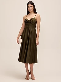 Satin Fit & Flare Midi Dress
