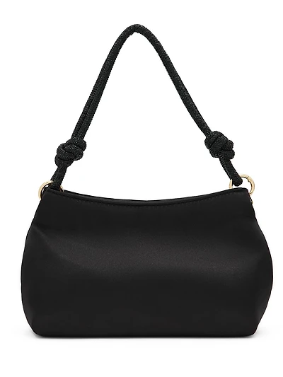 Woven Satin Bag with Jeweled Handle