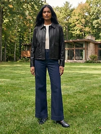 Oversized Faux Leather Utility Jacket