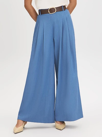 Soft Pleated Wide-Leg Pants