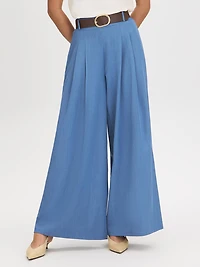 Pantalon à jambe large plis souples