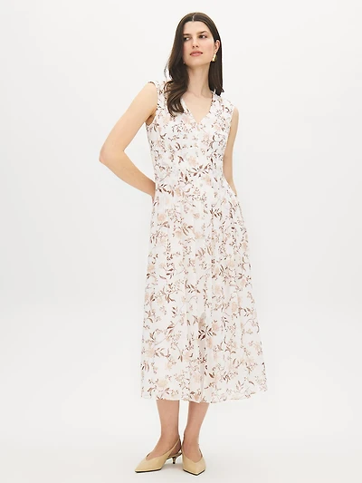 Floral Print Crinkle Chiffon Dress