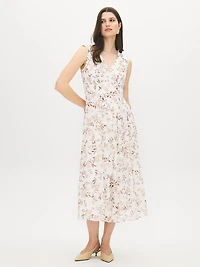 Floral Print Crinkle Chiffon Dress