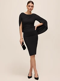 Midi Dress With Back Cape