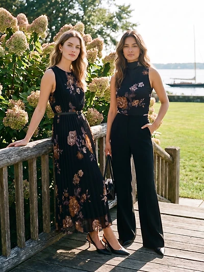 Sleeveless Floral Belted Midi Dress