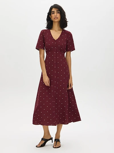 Polka Dot Flowy Midi Dress